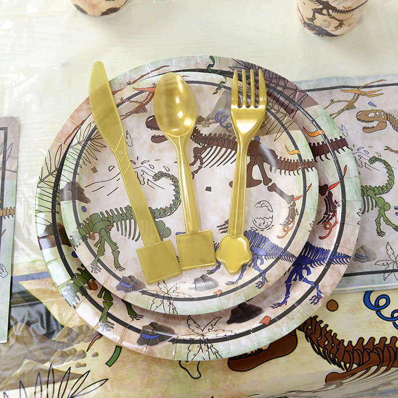 Dinosaur Fossil Archaeological Theme Disposable Tableware Jurassic World Dino Jungle 1st Happy Birthday Party Decor Supplies