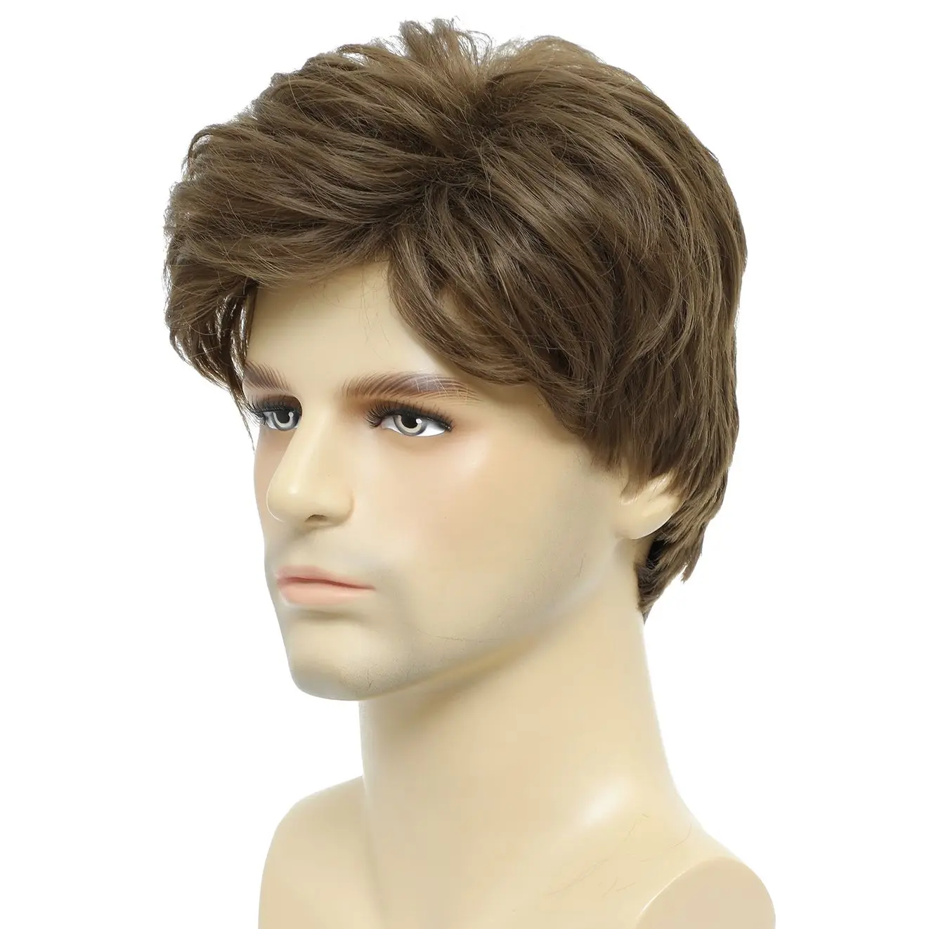 BCHR Mens Wigs Short Brown Wig Men Natural Fluffy Cosplay Costume Synthetic Mens Wig for Male Guy