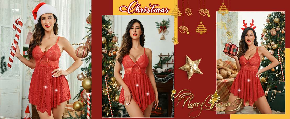 Red Sequin Santa Lingerie