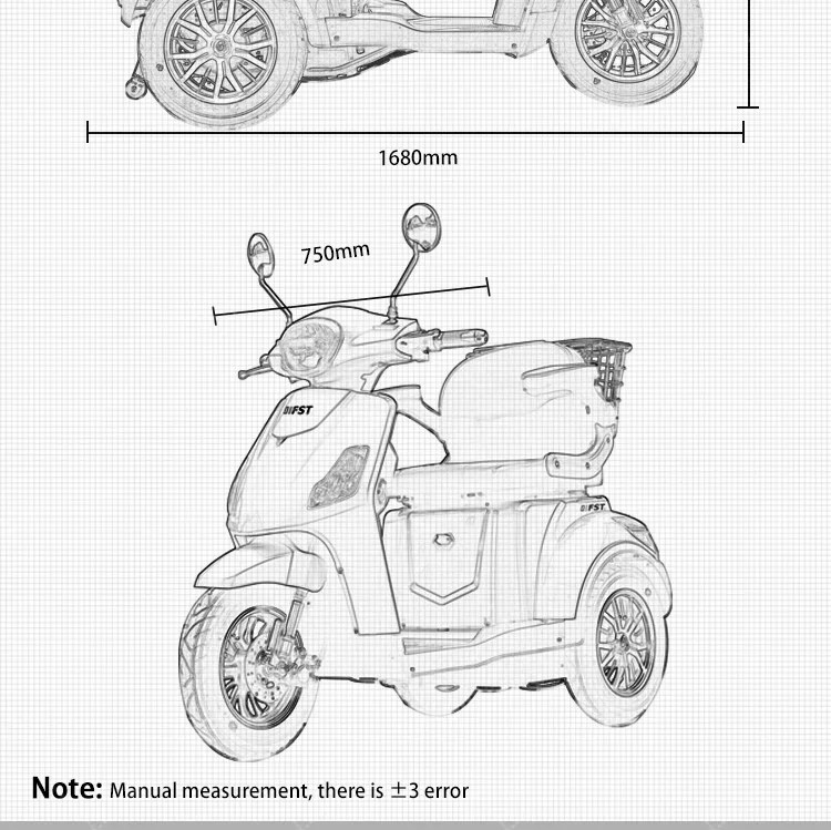 new eec coc Trike 3 wheel electric scooter tricycle for elder people