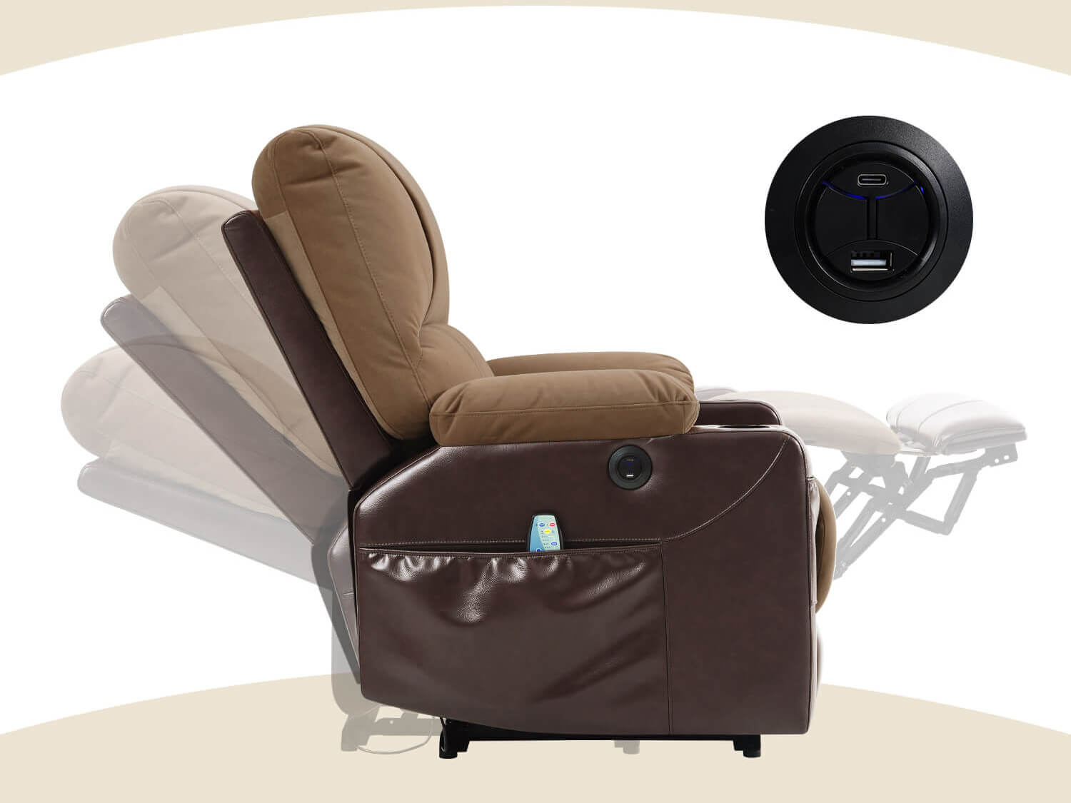 Soulout Power Recliner Chair with Heat and Massage, Wall Hugger