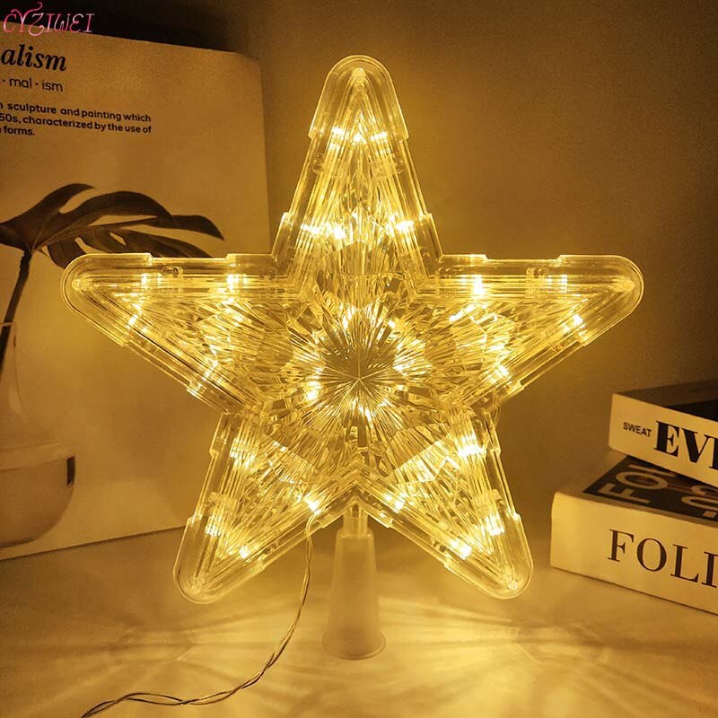 Christmas Tree Top Star Lights Christmas Tree Decor Ornaments Battery Power Garland Noel New Year Christmas Decorations for Home