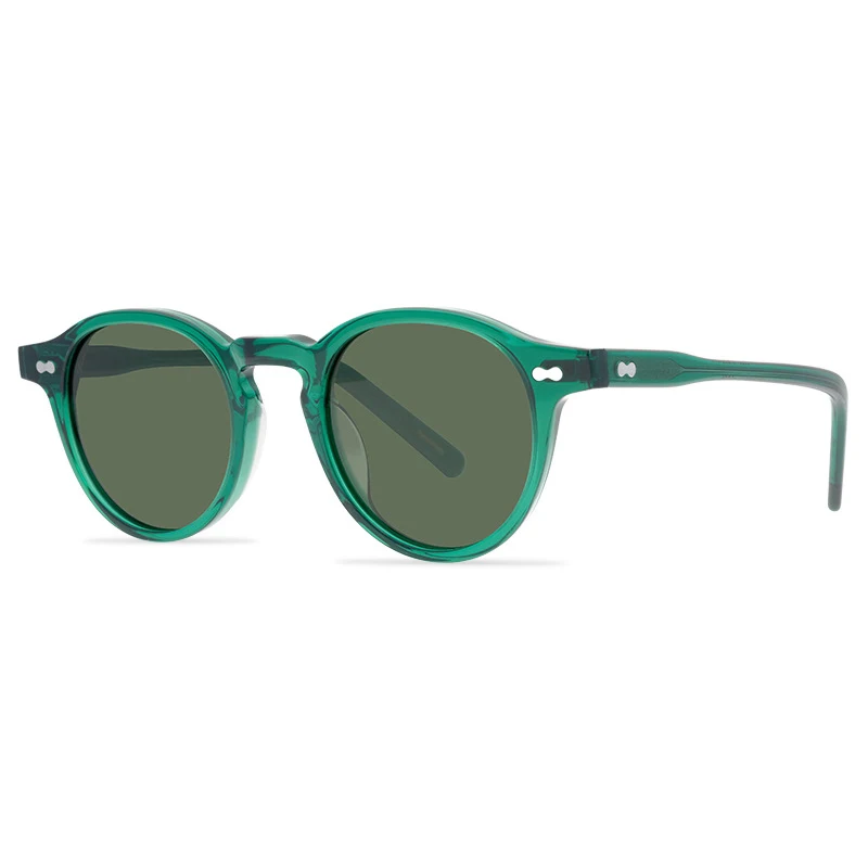 Belight Optical  Women Men UV400 Protection Round Shape Vintage Retro Acetate Rivet Trim  Sunglasses with Case Oculos MILTZEN