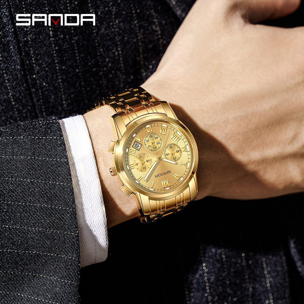SANDA Top Brand Luxury Men's Watches Waterproof Fashion Wristwatch for Male Business Quartz Watch Clock Relogio Masculino 7003