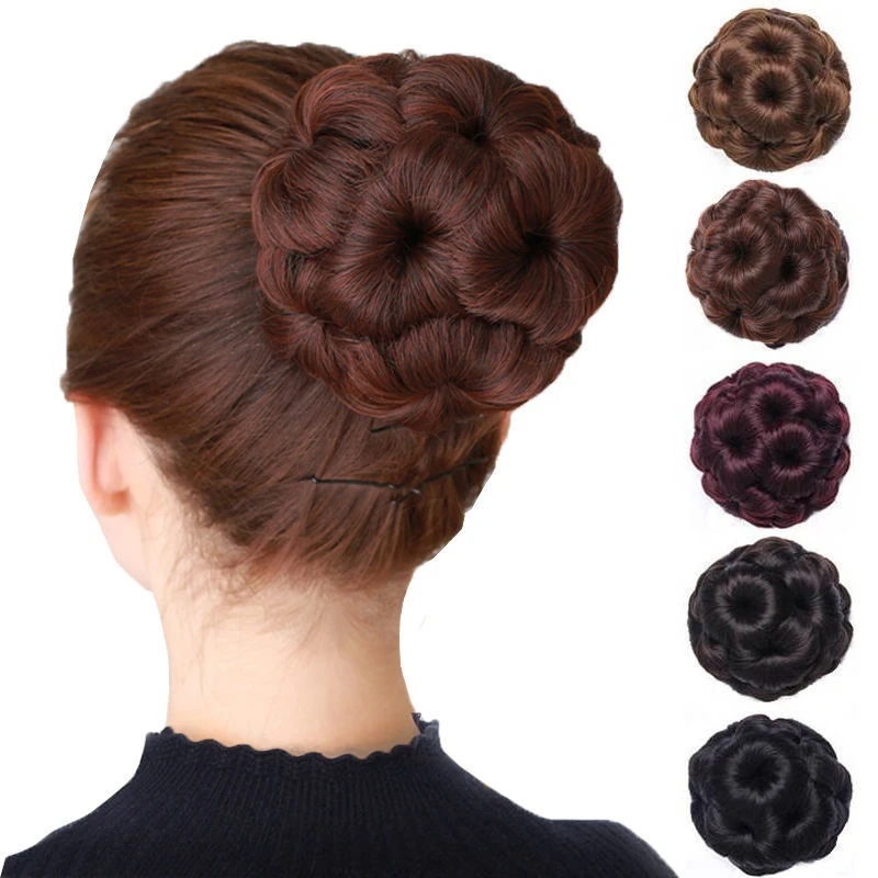 Wig Bun Synthetic Chignon Short Curly Fake False Hair Extension Claw Clip Hairpiece Wig Updo Ponytail Piece for Women