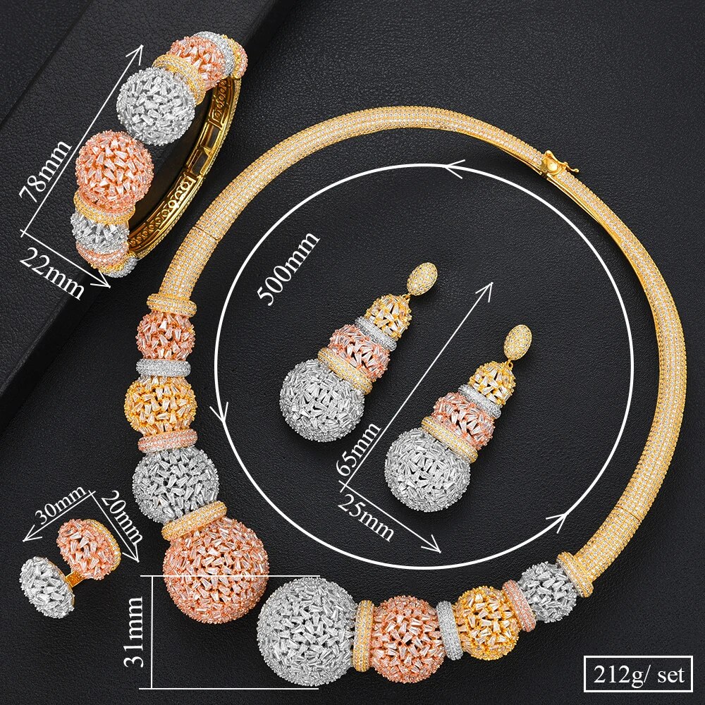 GODKI Famous Brand Disc Balls Luxury Nigerian Dubai Jewelry Sets For Women Cubic Zircon Wedding Bridal Jewelry Sets 2021