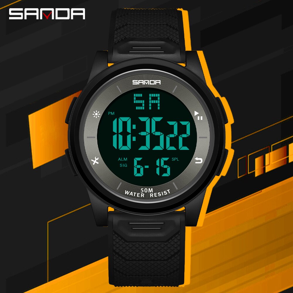 SANDA 2023 New Men's Watches 10mm Super Slim Electronic LED Digital Watches for Male Clock Wristwatch Relogio Masculino 6107