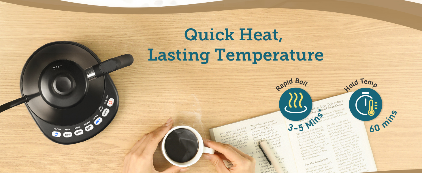 Quick heat, Lasting temperature