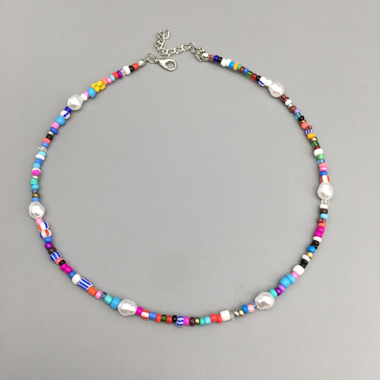 Multi-color Flower Glaze beads Women Necklace 2021 Fashion Rainbow Glass beads Female Choker Jewelry For Party Birthday Gifts