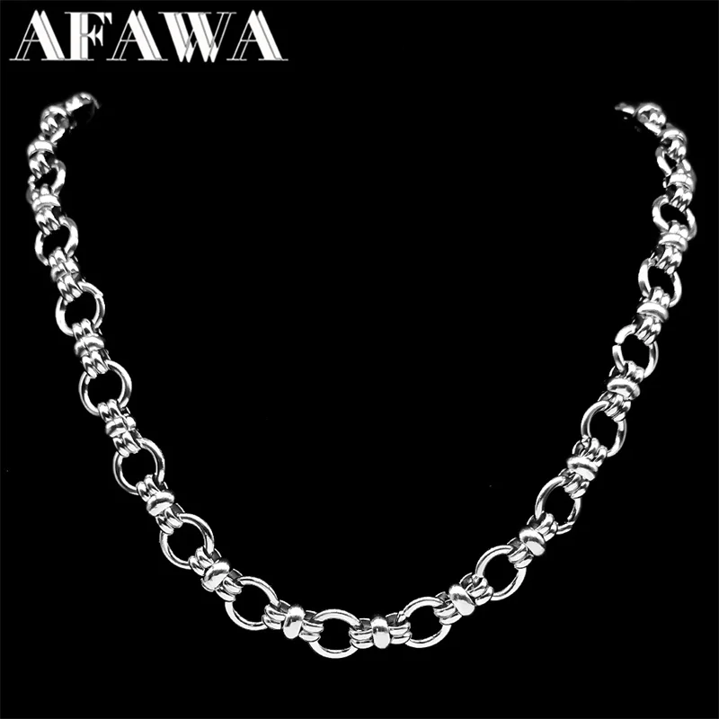 Exquisite Sweet Cool Punk Knot Link Chain Necklace for Men Women Stainless Steel Silver Color Hip Hop Choker Collar Jewelry