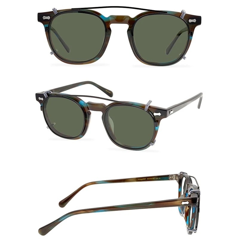 Belight Optical Handmade Quality Cool Vintage Retro Women Men UV400 Polarized Protection  Oculos Clip On Sunglasses 9567