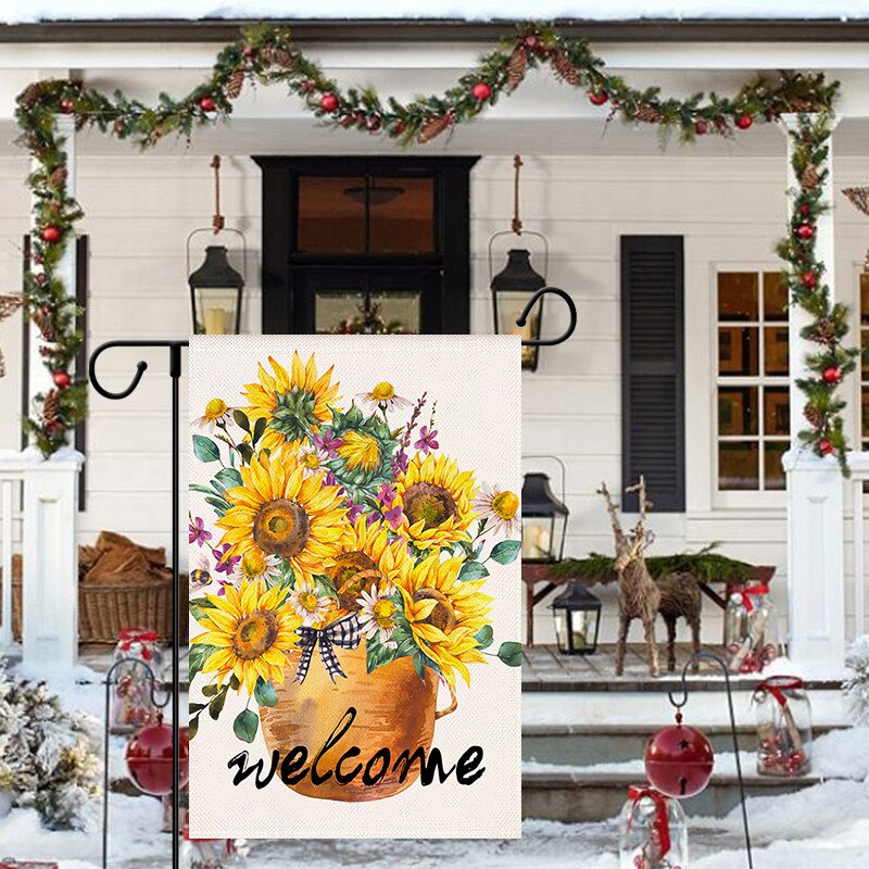 Summer Garden Flag Welcome Flower Garden Banner Seasonal Flower Yard Outdoor Holiday Party Decoration 30*45CM（11.81IN*17.71IN）