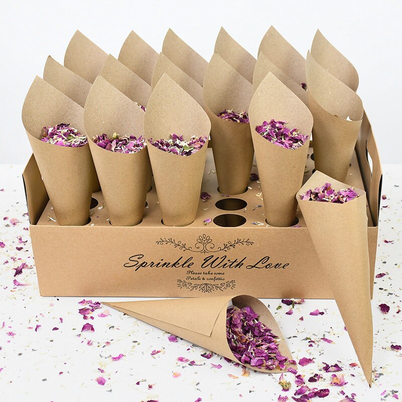 Kraft Paper Confetti Cones Holder Support For Wedding Decoration Kraft Paper Wedding Tray Confetti Wedding Paper Cones Holder