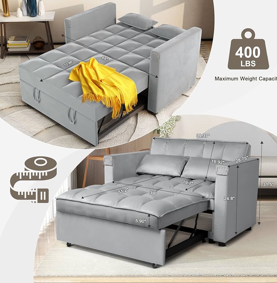 Convertible 3-in-1 Multi-Functional Sofa Bed With Hidden, 48% OFF