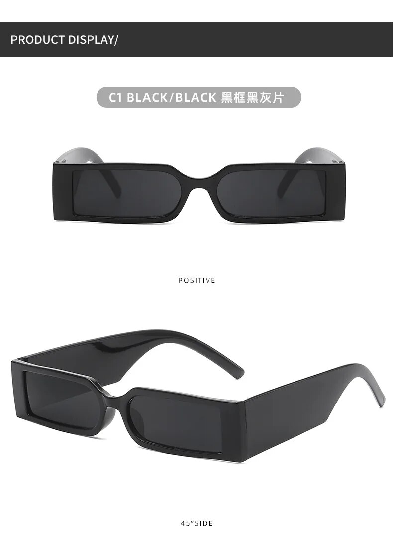 Rectangle Frame Fashion Sunglasses 2021 Hip Hop Vintage Designer Wholesale Black Shades Glasses Luxury For Men And Women UV400