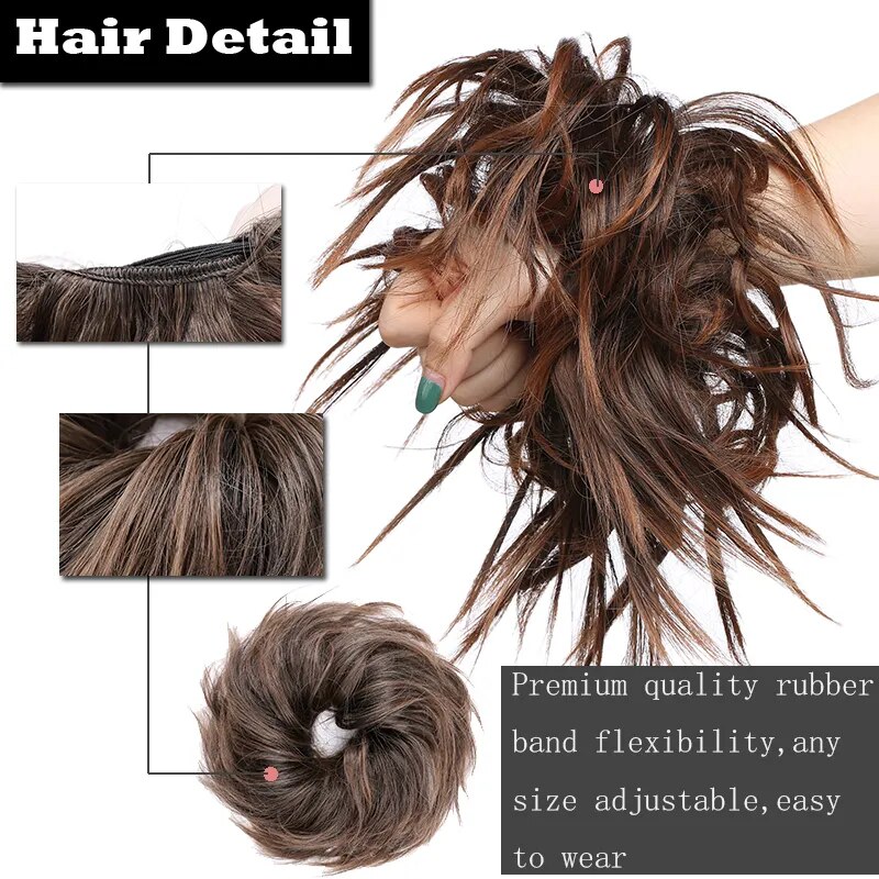 BENEHAIR Messy Hair Bun Hair Piece For Women Fluffy Tousled Updo Scrunchies Synthetic Wavy Scrunchy Ponytail 45g