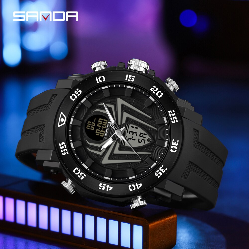 SANDA Men's Watches Sport Military Quartz Watch 50M Waterproof Wristwatch for Male  Clock Stopwatch Relogios Masculino 6111