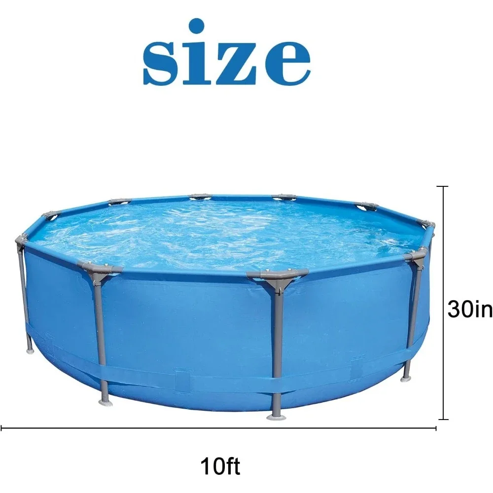 Steel Frame Round Swimming Pool,10ft x 30in Outdoor Above Ground  Swimming Pool Alloy Steel,Polyvinyl Chloride,Easy Set Pool