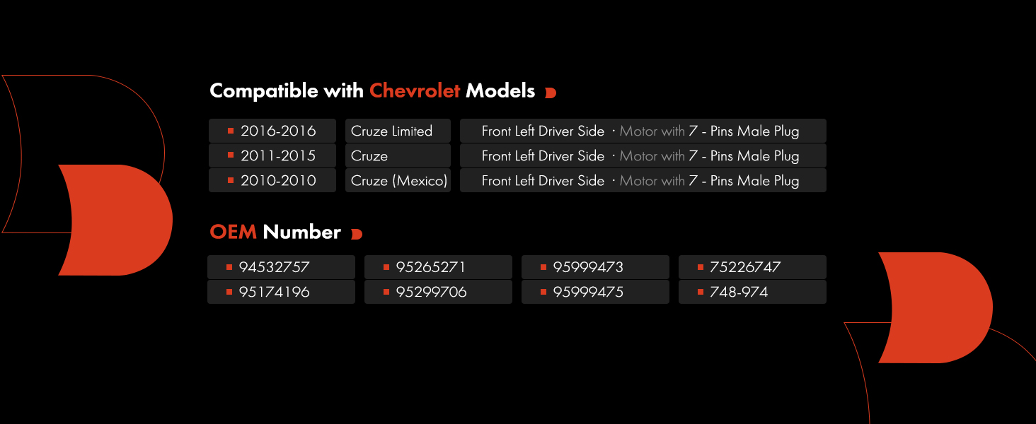 Window Regulator gear Compatible with Chevrolet Cruze Limited 2016, Cruze 2011-2015