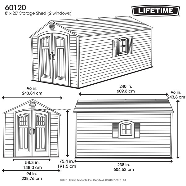 8 ft. W x 20 ft. D Plastic Storage Shed