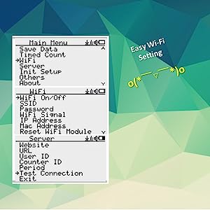 Main Menu Wi-Fi Server User Configuration