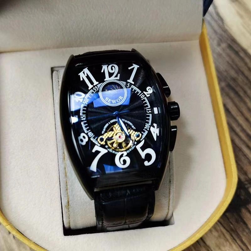 Men Mechanical Watch Luxury Large Dial Fashion Business Hollow Skeleton Automatic Self-winding Waterproof Leather Watch 2024 - US $31.99 –P10