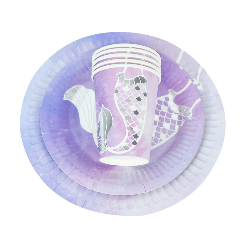 Mermaid Birthday Party Decorations Party Disposable Tableware Sets Kids Birthday Party Baby Shower Favors Decorations Supplies