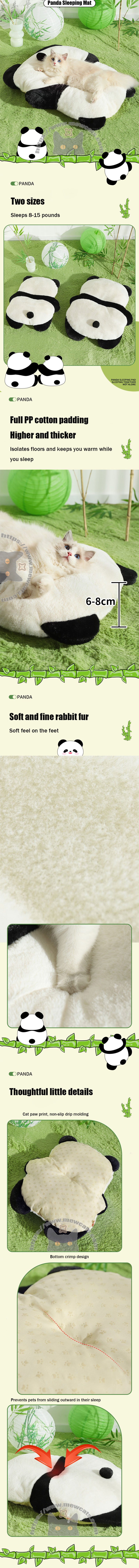 Panda Warm Cat Bed 2 Style Sleeping Mat