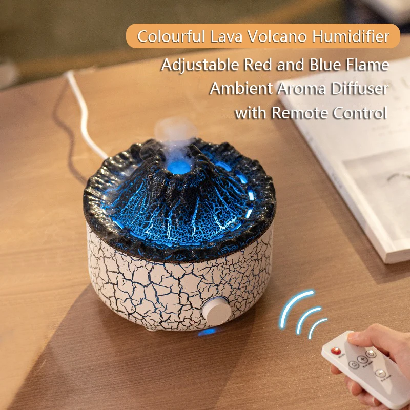 Volcano Lava Flame Aroma Humidifier With Lamp Essential Oils Diffuser Car Air Freshener Home Fragrance Humidifier Bedroom Office