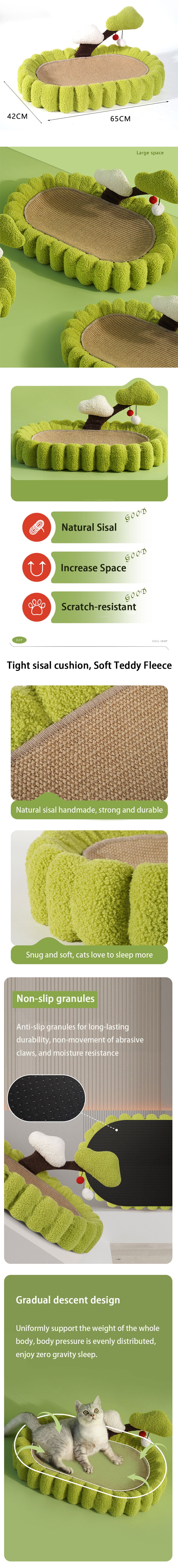Lucky Tree Cat Scratching Board Green Ellipses Kitty Bed