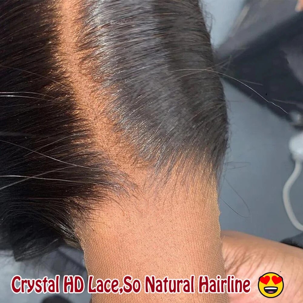 Straight Crystal Real Full HD Lace Front Wigs Silk Natural Scalp Pre Plucked 30Inch 360 Lace Frontal Human Hair Wigs Glueless