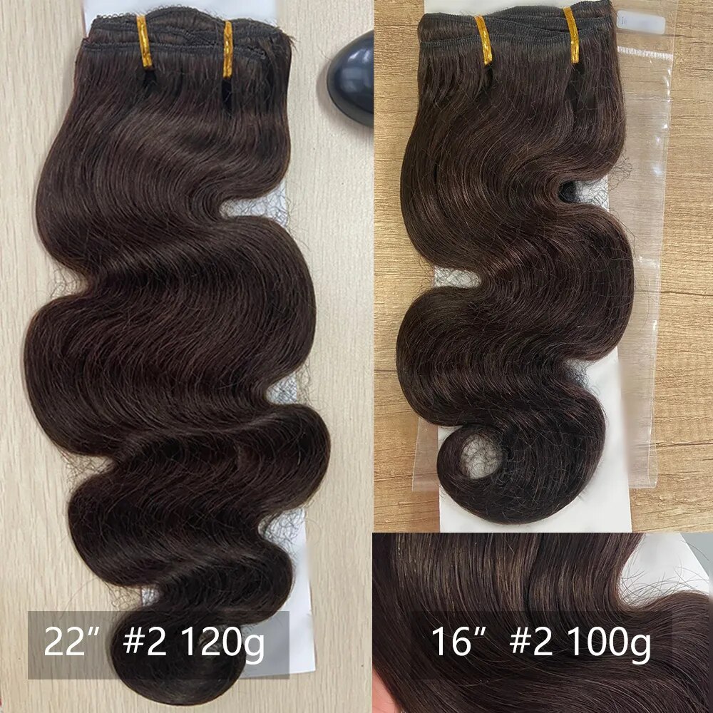 160G 200G 240G Full Head Body Wavy Clip Hair Extensions Brazilian Machine Remy 100% Real Natural Human Hair Clip in Brown Color