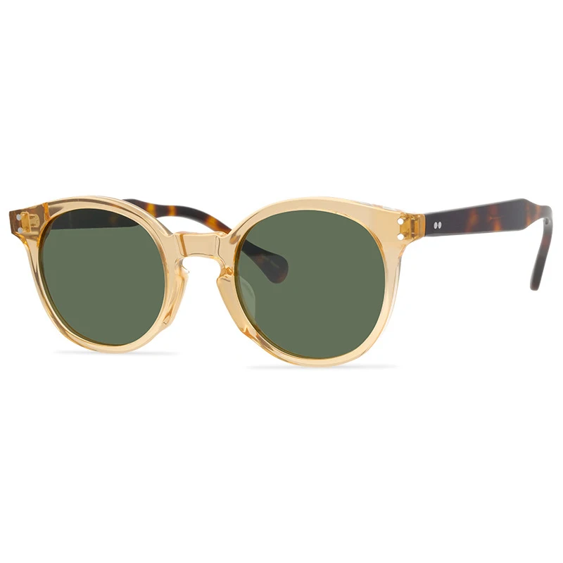 Belight Optical Harajuku Style Women Men UV400 Protection Round Shape Vintage Retro Acetate Sunglasses with Case Oculos 9552