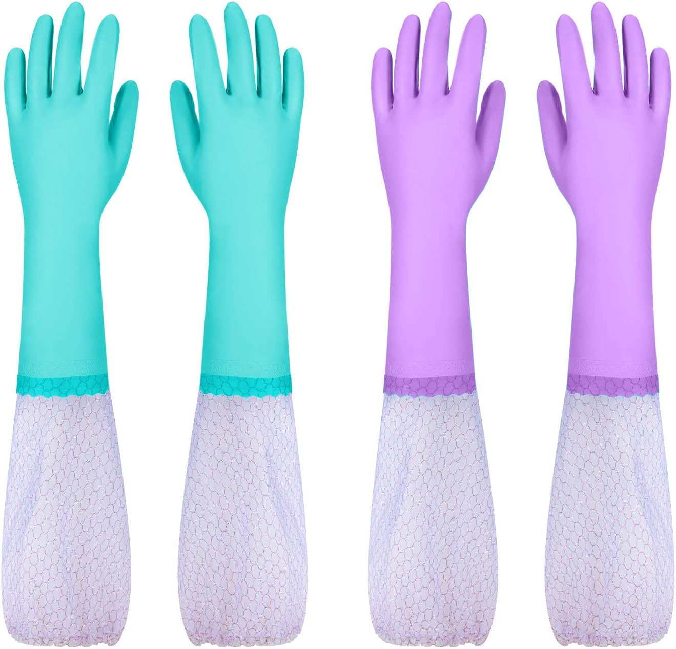 Elgood Reusable Dishwashing Cleaning Gloves with Latex free, Cotton lining,Kitchen Gloves 2 Pairs,Purple+blue Medium111mysite