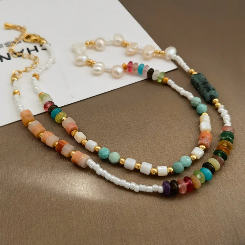 Trendy Jewelry Vintage Temperament Irregular Pearl Stone Beads Necklace For Women 2023 Trend New Popular Accessories