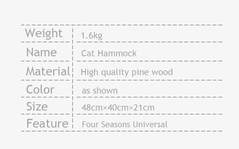 Cat Hammock Solid Wood Pet Cradle Bed Removable Washable Four Seasons Universal