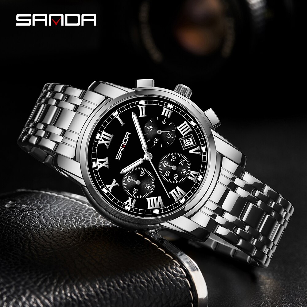 SANDA Top Brand Luxury Men's Watches Waterproof Fashion Wristwatch for Male Business Quartz Watch Clock Relogio Masculino 7003