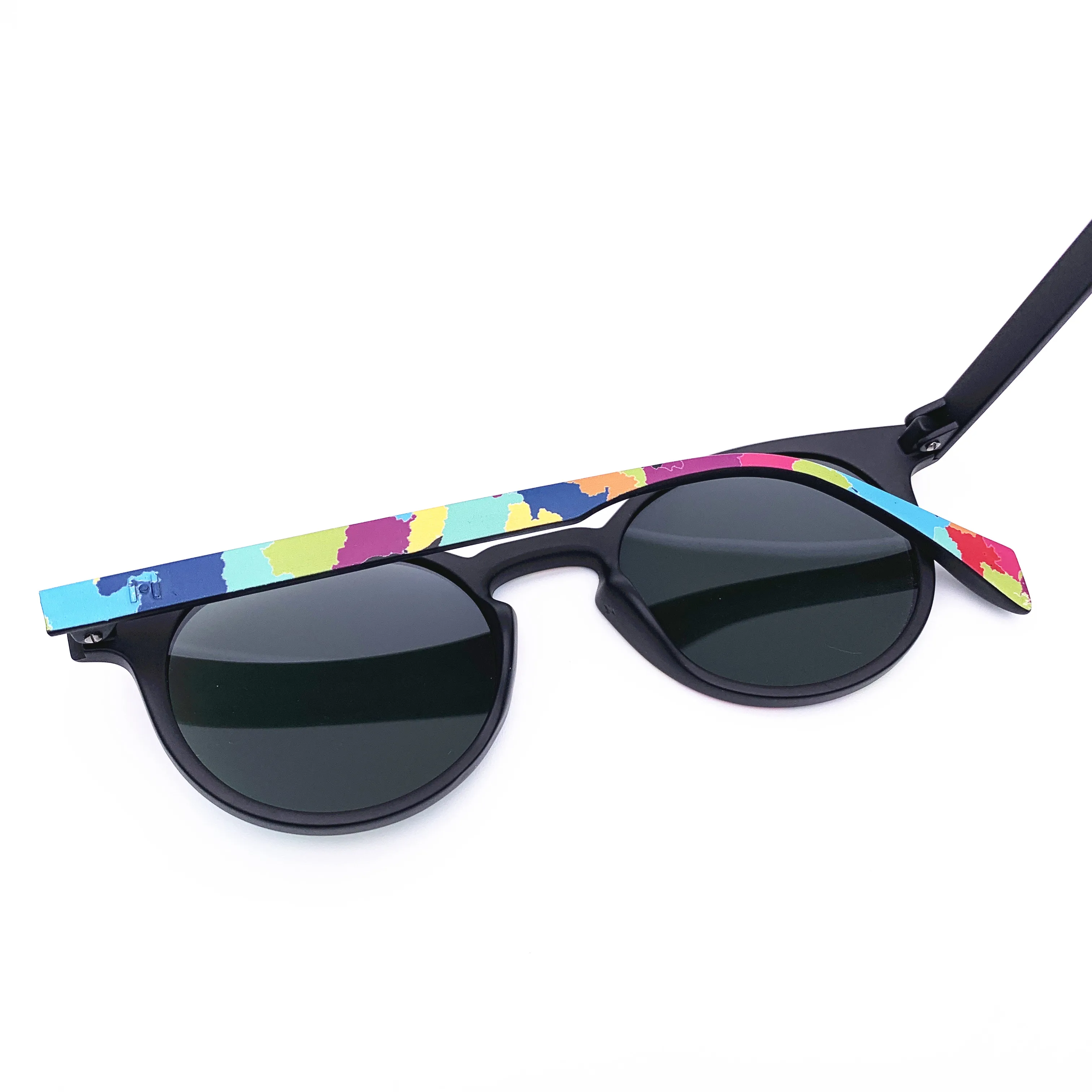 Belight Optical  3D Print Pattern TR90 Women Men Polarized Protection Round Vintage Retro Sunglasses  with Case Oculos IS031