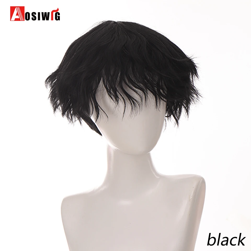 AOSIWIG Men's party Cosplay Short Curly Naturaly Synthetic Wig Heat-Resistant Boy Breathable Wig