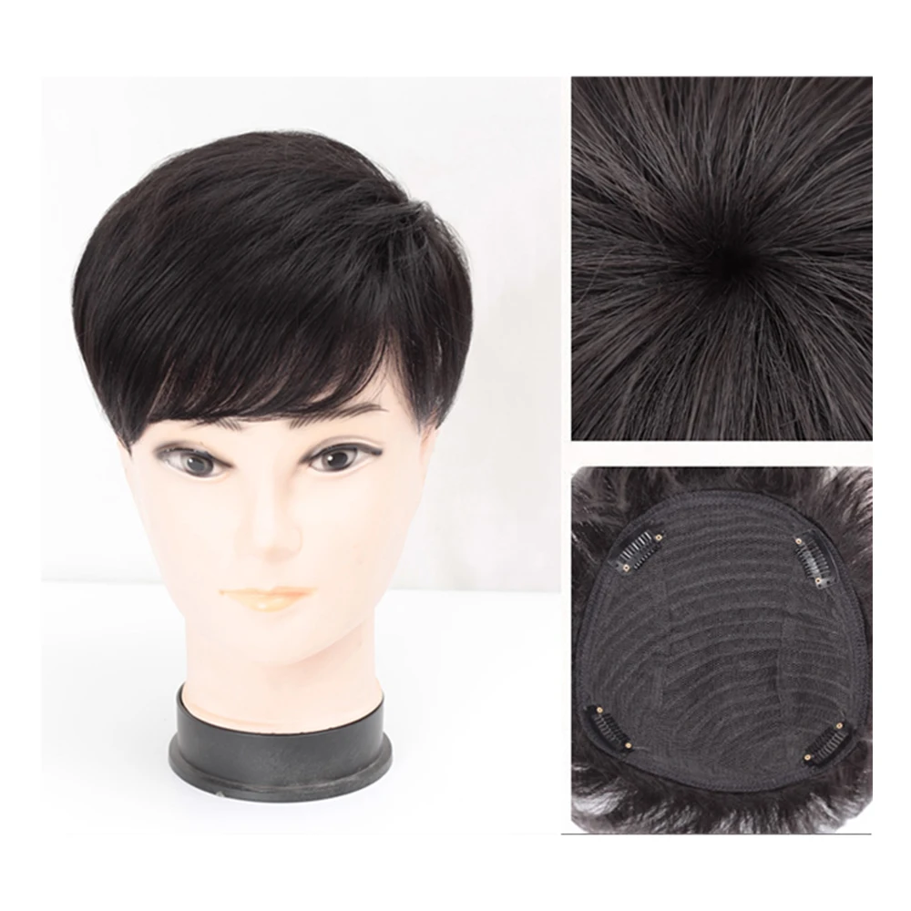 Toupee Men Synthetic Natural Hair Wig for Men 16x18cm Toupee Men's Wig Male Wigs for Man Hairpiece Mens Hair Replacement System