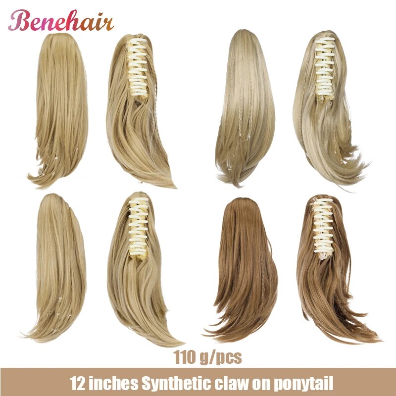 BENEHAIR Synthetic Braid Ponytail Claw On Ponytail With Braids Hair Extensions Clip In Ponytail Hairpiece For Women Fake Hair