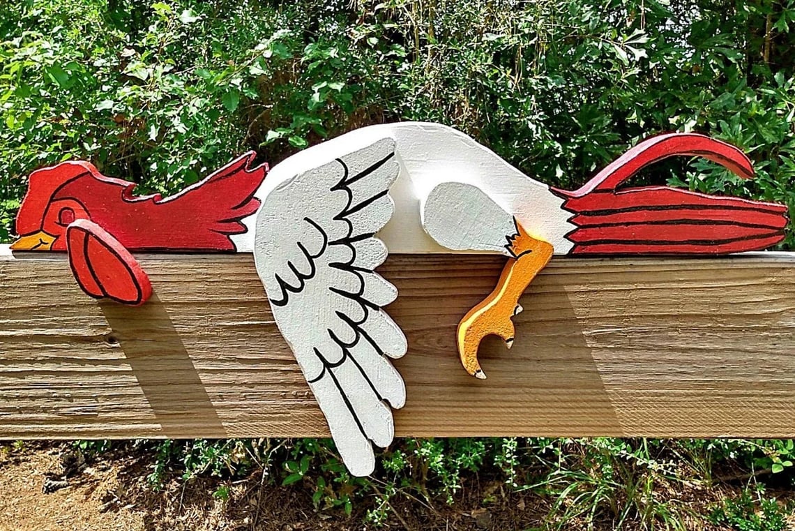 Resting Rooster Rail Pet Fence Decor Yard Art Rooster Home image 1