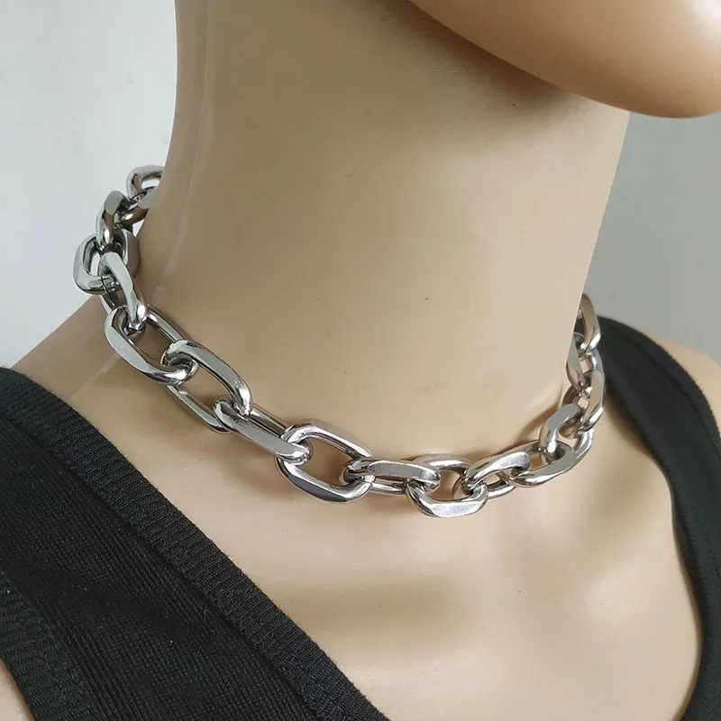 SHIXIN Punk Exaggerated Heavy Metal Big Thick Chain Choker Necklace Women Goth Fashion Night Club Jewelry