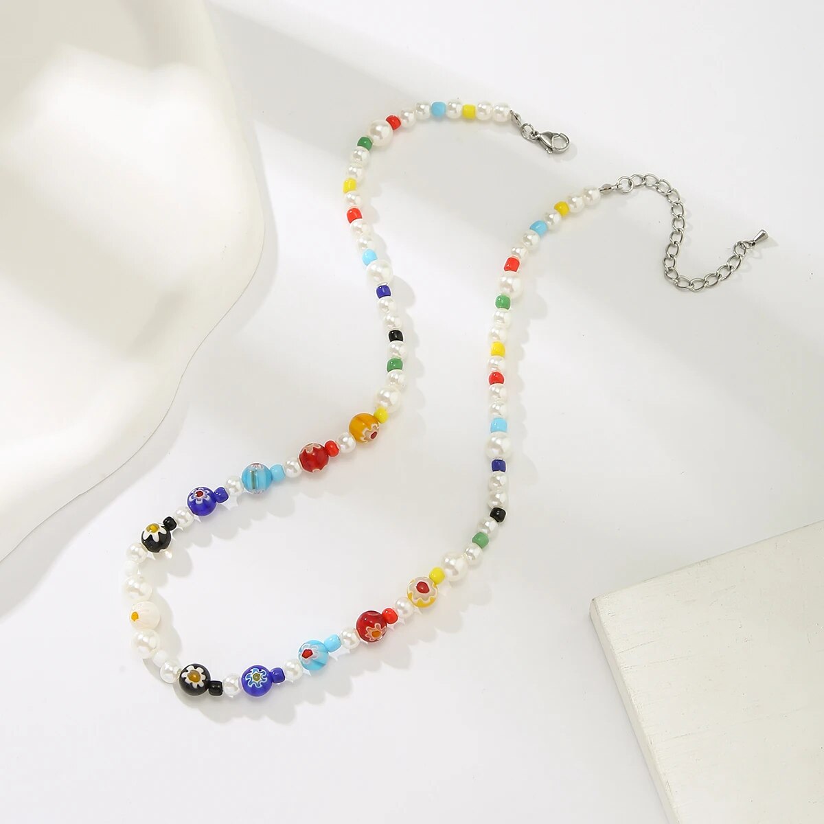 Imitation Pearl and Colorful Beads Short Choker Necklace for Men Trendy Beaded Chains on Neck 2023 Fashion Jewelry Accessories