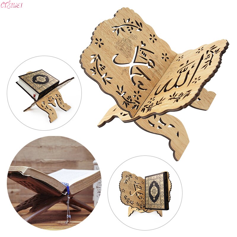 2022 Wooden Eid Al-Fitr Islamic Book Shelf Bible Frame Kuran Quran Koran Holy Book Stand Holder Rehal Islamic Home Decoration