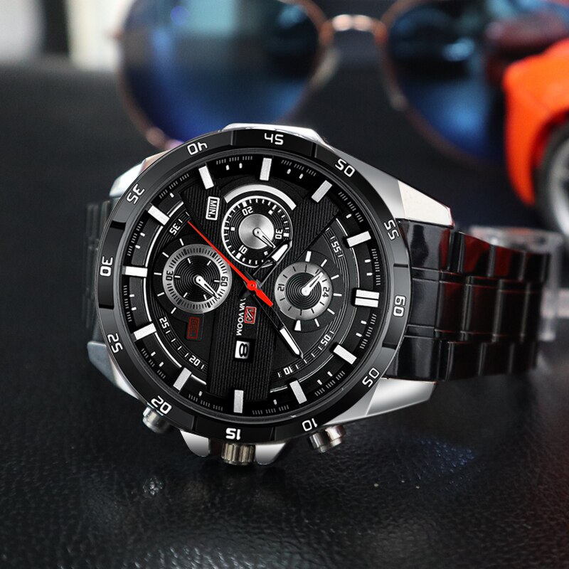 VAVA VOOM Brand Luxury Watch Fashion Casual Military Quartz Sports Wristwatch Full Steel Waterproof Men Clock Relogio Masculino