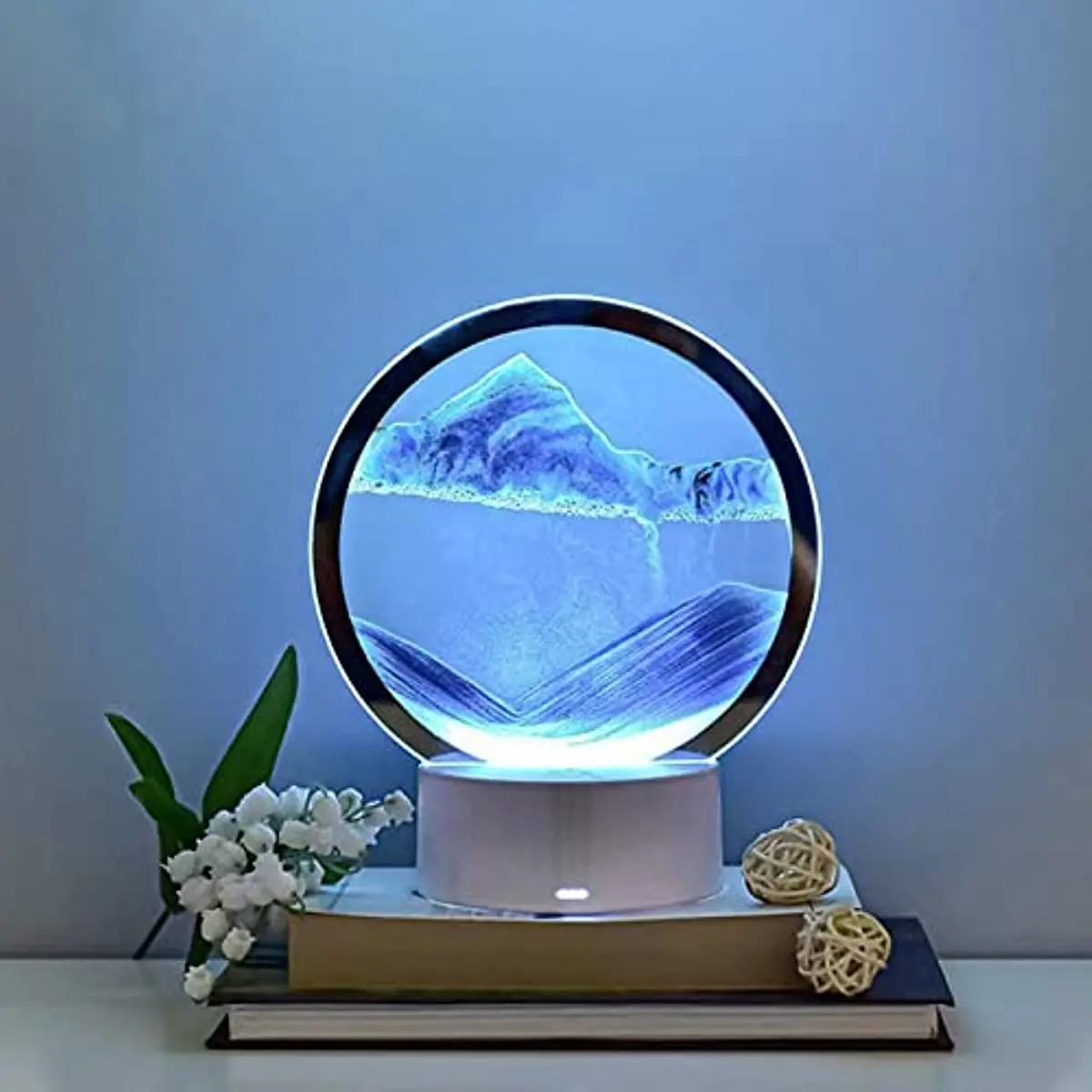 Dynamic Art Sand Painting Night Light, RGB Color Changing Moving Sand Art Night Light, Touch Control LED Decorative Night Lamp