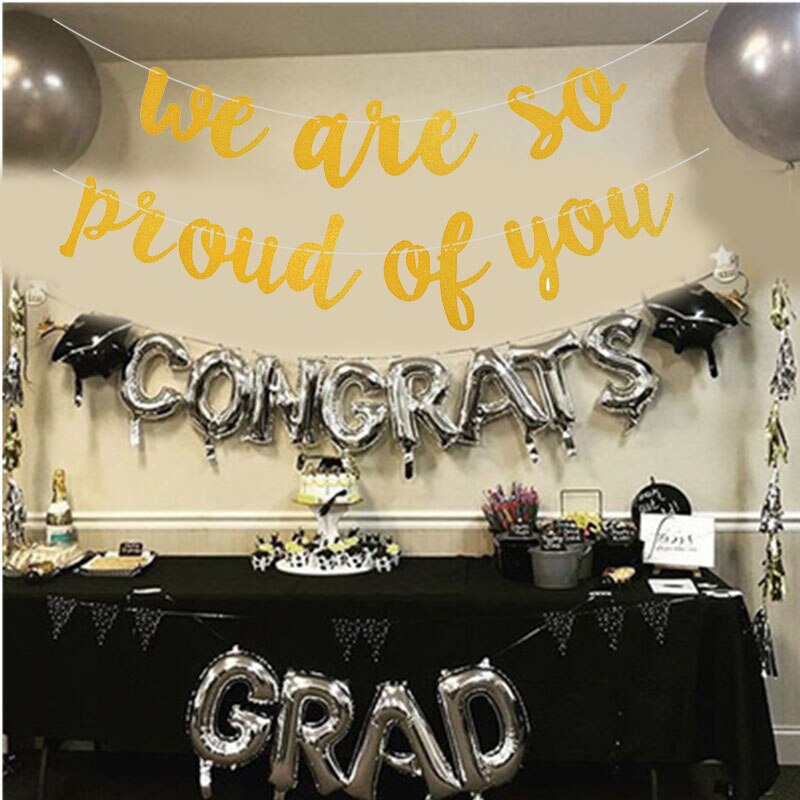 Congrats Graduation Balloons Gold Silver Black Latex Balloon Confetti Ballons 2022 Congratulation Grad Party Decoration Supplies