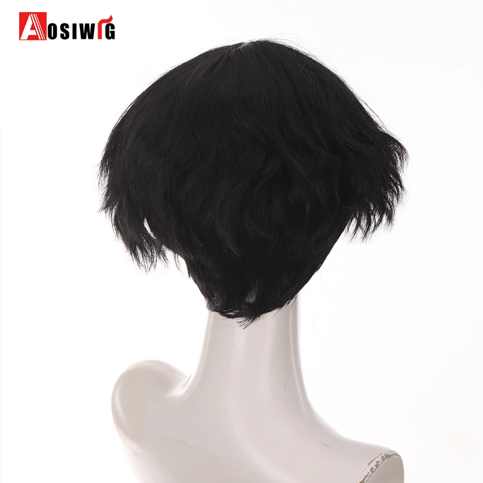 AOSIWIG Men's party Cosplay Short Curly Naturaly Synthetic Wig Heat-Resistant Boy Breathable Wig