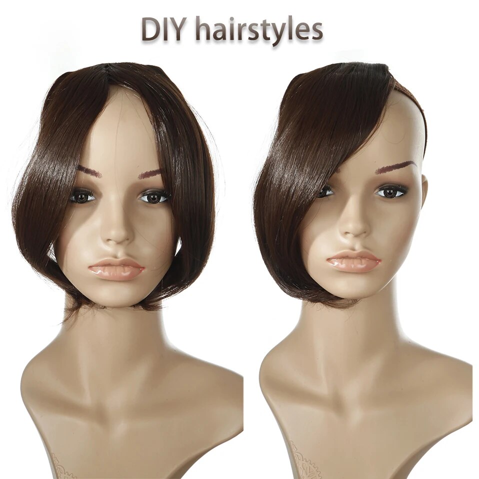 BENEHAIR 2 Clips In Middle Part Bangs Hairpieces Synthetic Clip In Hair Extension Top Hair Piece For Women Fake Hair 30g